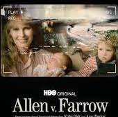 Distorted photo of Mia Farrow and 2 small children over the title
